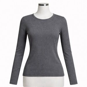 Rag & Bone Gray Ribbed Long Sleeve Top – Y2K Minimal Basic